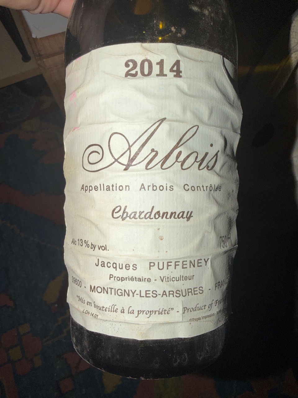 Jacques Puffeney Arbois Chardonnay bottle