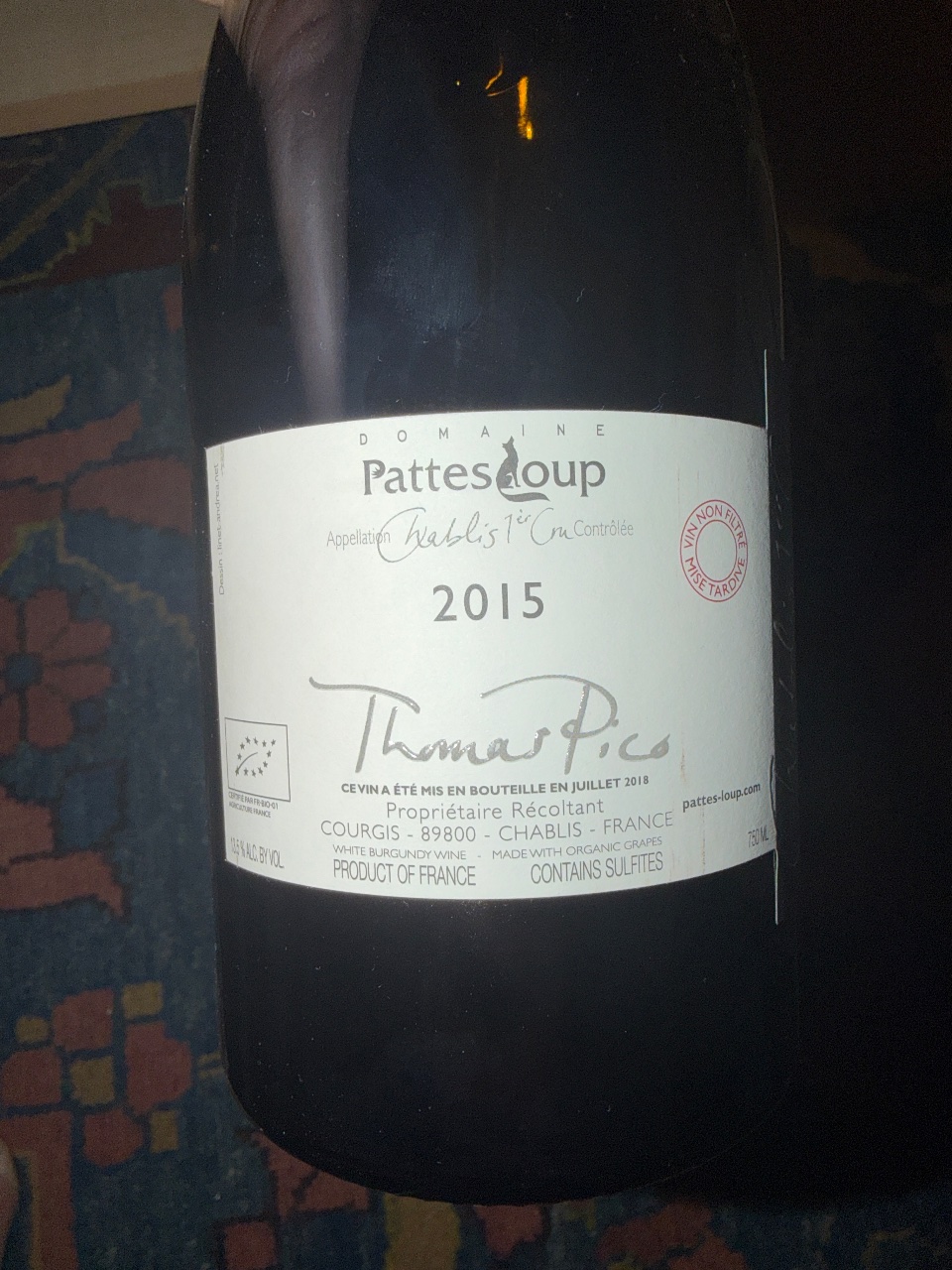 Domaine Pattes Loup Chablis 1er Cru bottle
