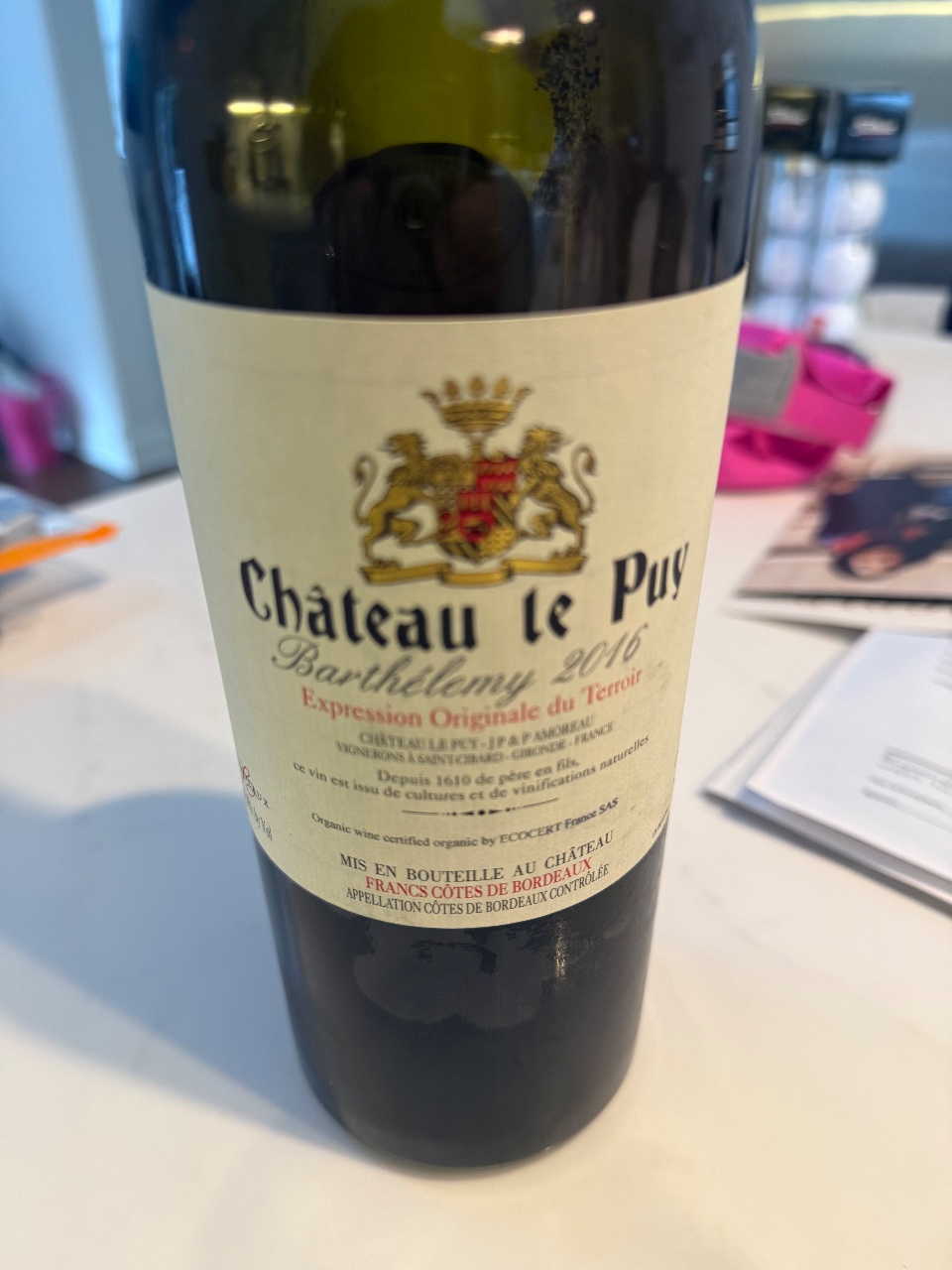 Château le Puy Barthélemy bottle label