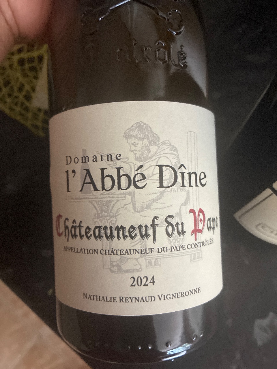 Domaine l'Abbé Dîne Châteauneuf-du-Pape bottle label