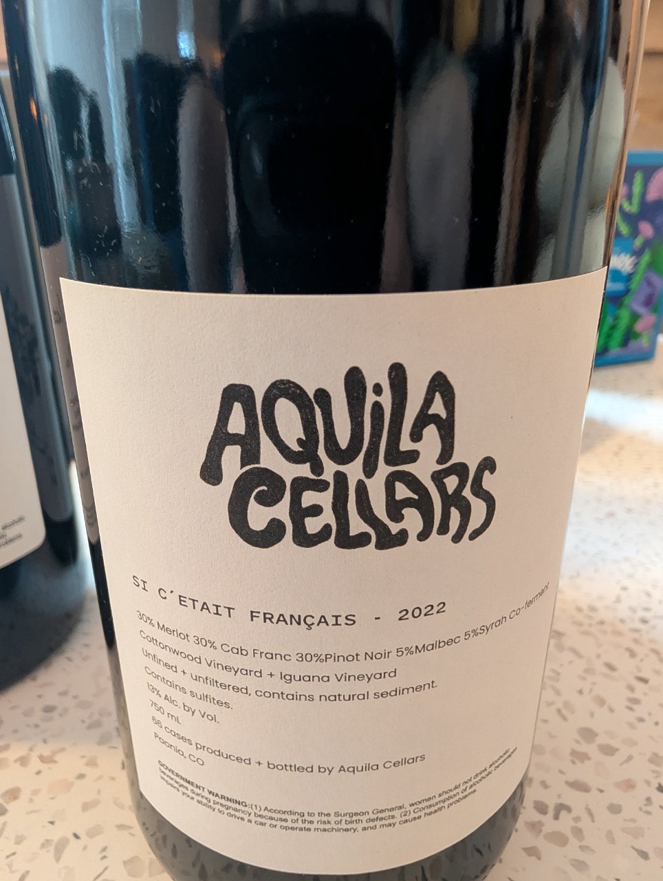 Aquila Cellars Si C'Etait Français bottle label