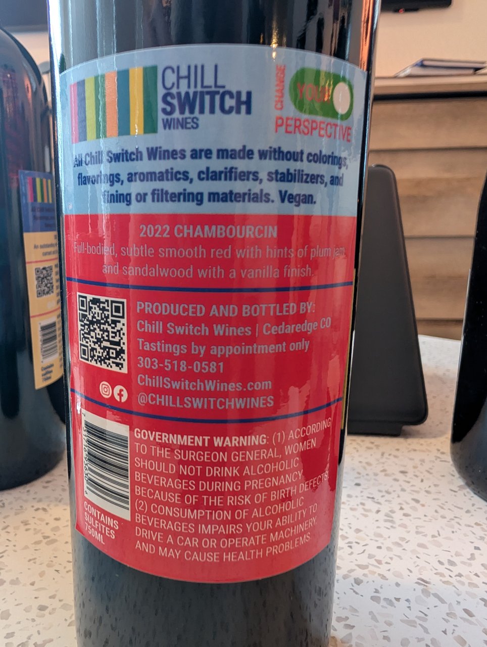 Chill Switch Wines Chambourcin bottle label