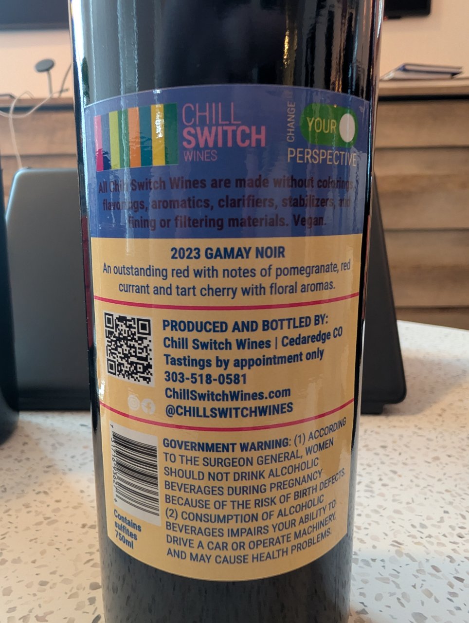 Chill Switch Wines Gamay Noir bottle label