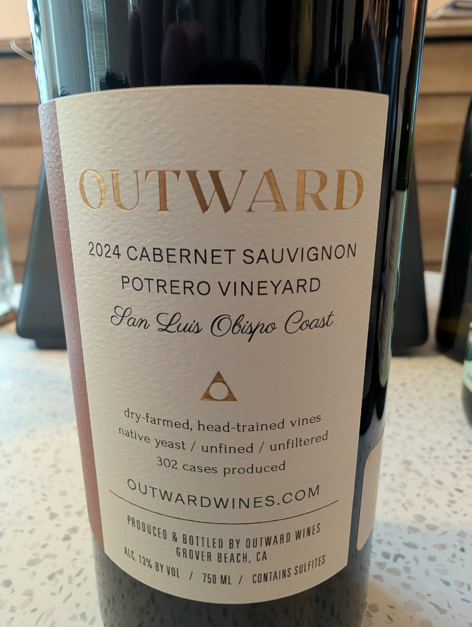 Outward Wines Potrero Vineyard Cabernet Sauvignon bottle