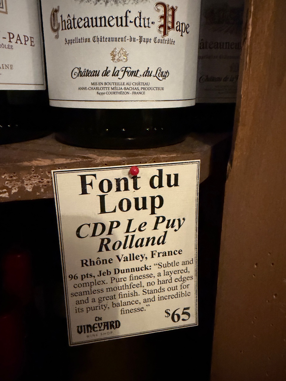 Château de la Font du Loup Le Puy Rolland Châteauneuf-du-Pape bottle