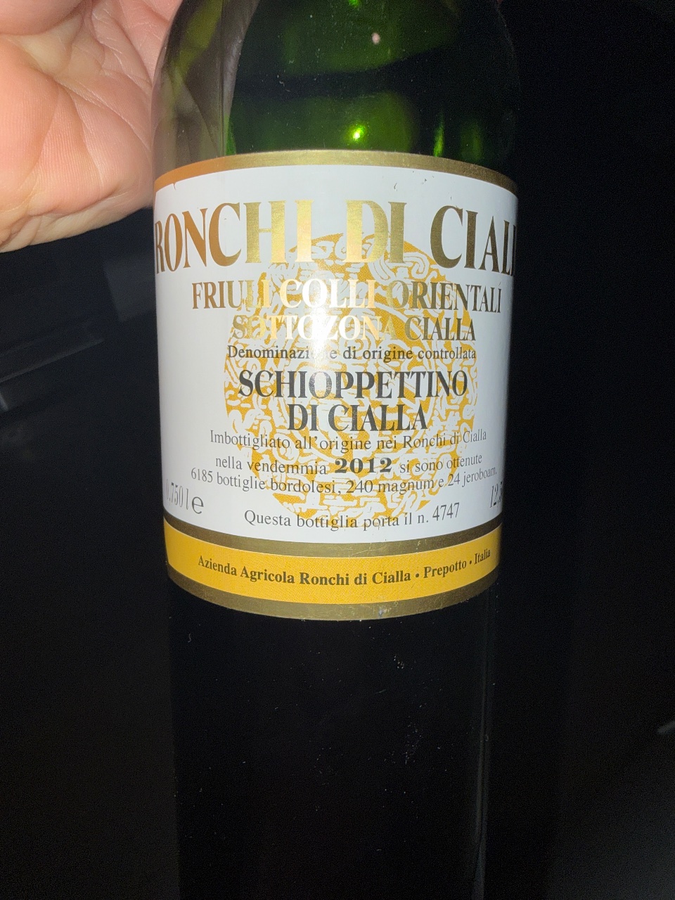 Ronchi di Cialla Schioppettino di Cialla bottle label