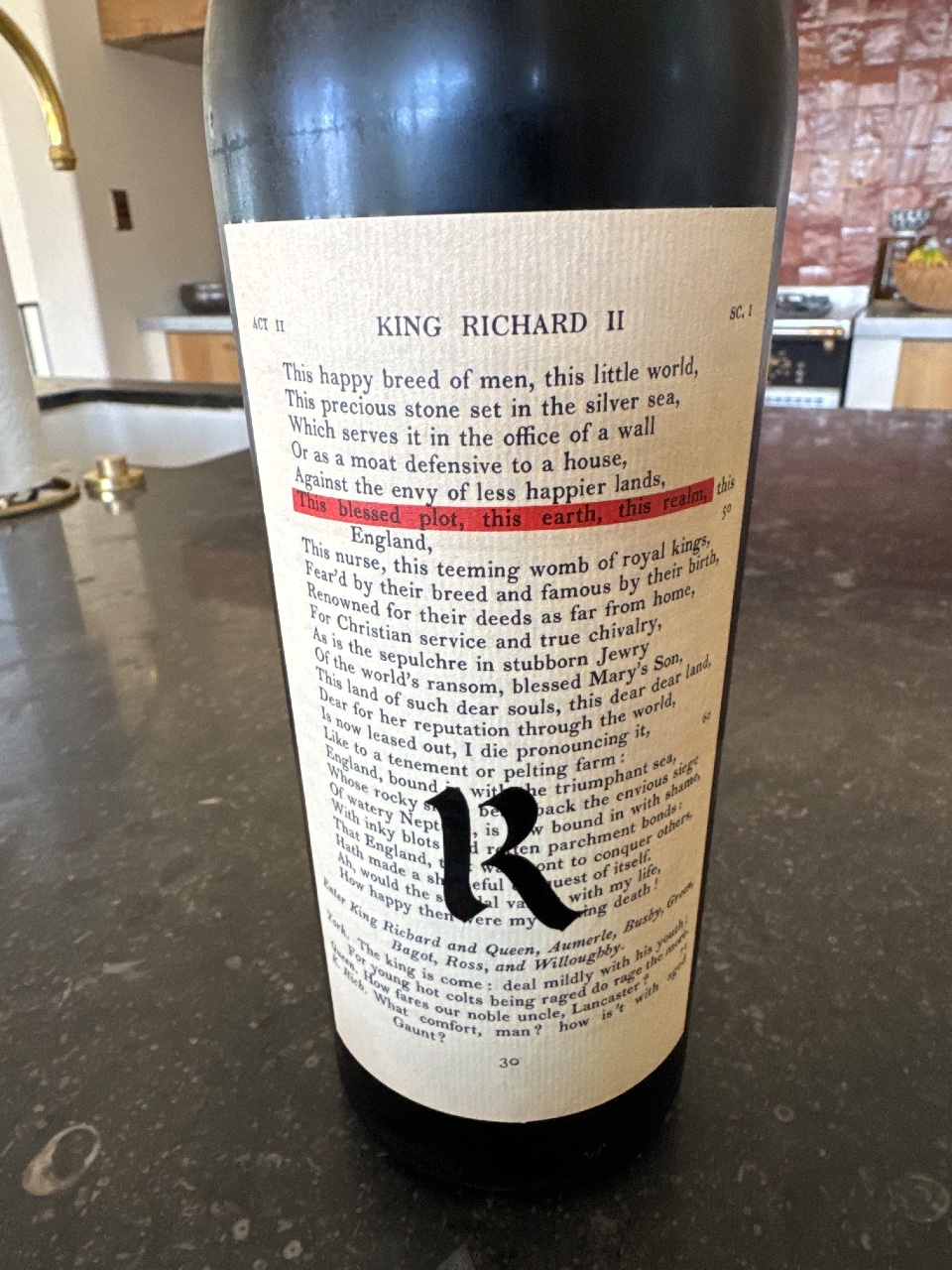 Realm Cellars The Bard bottle label