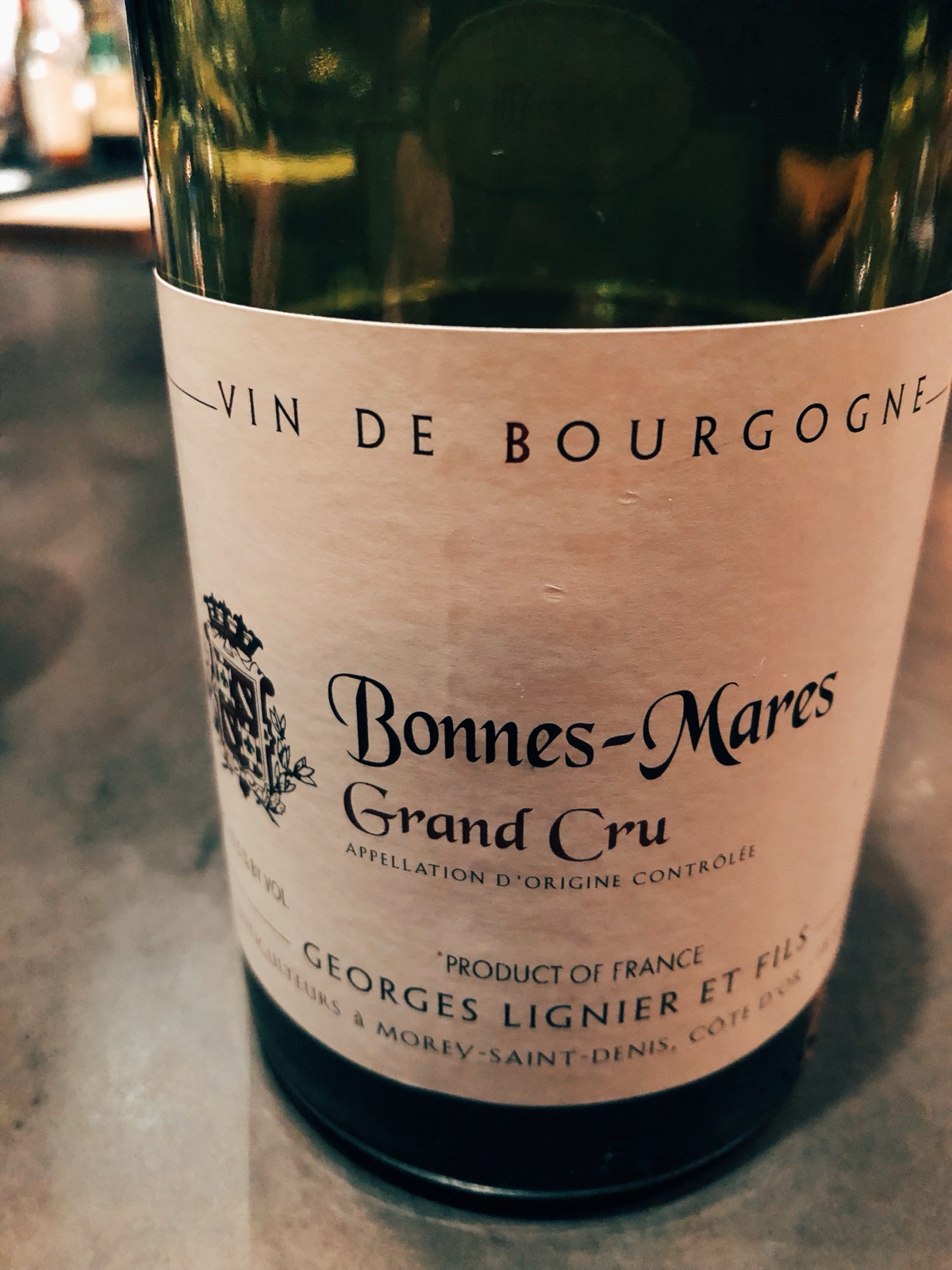 Georges Lignier et Fils Bonnes-Mares Grand Cru bottle