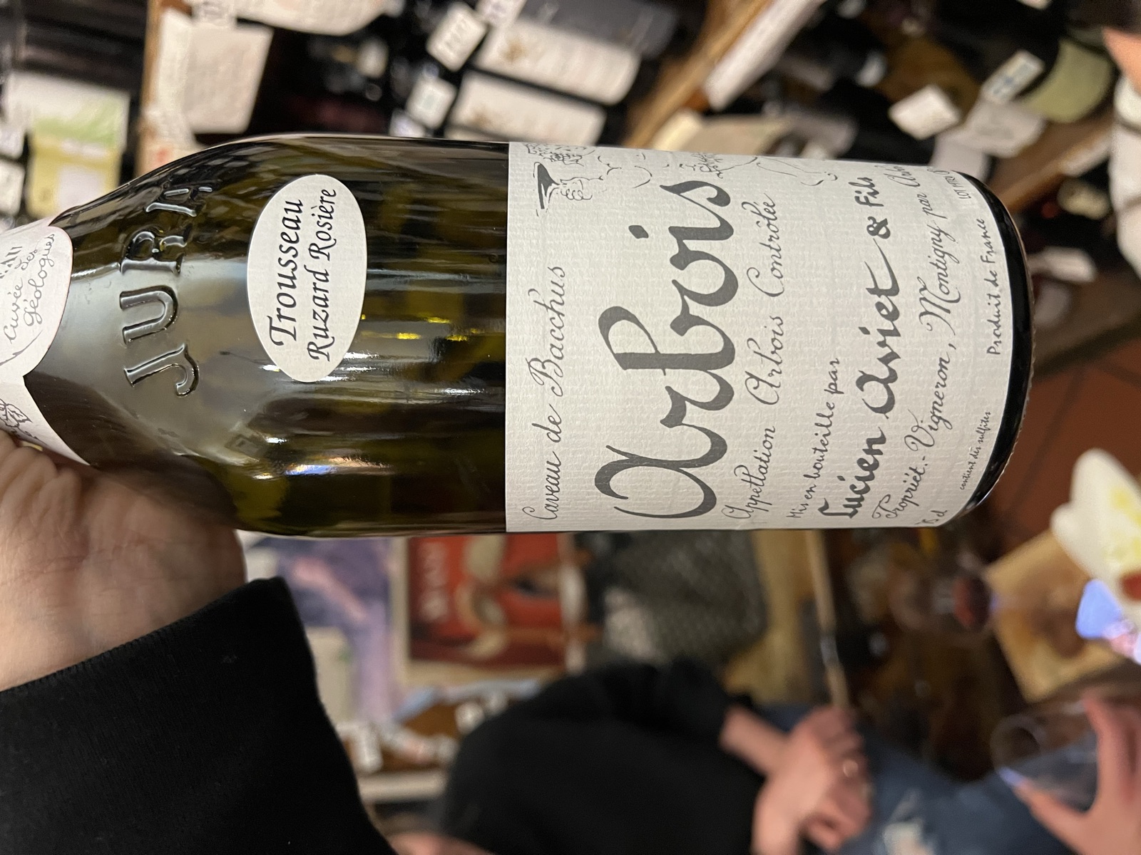 Lucien Aviet & Fils Caveau de Bacchus Arbois Trousseau Ruzard Rosière bottle
