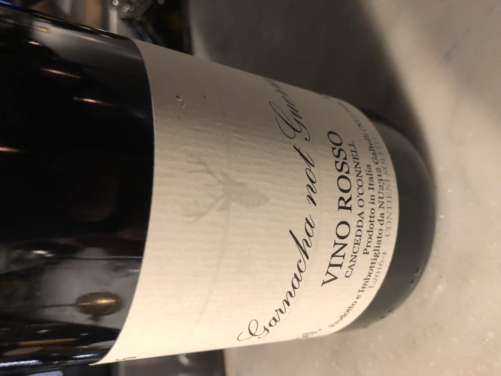 Cancedda O'Connell (NU2312) Garnacha not Guerra bottle label
