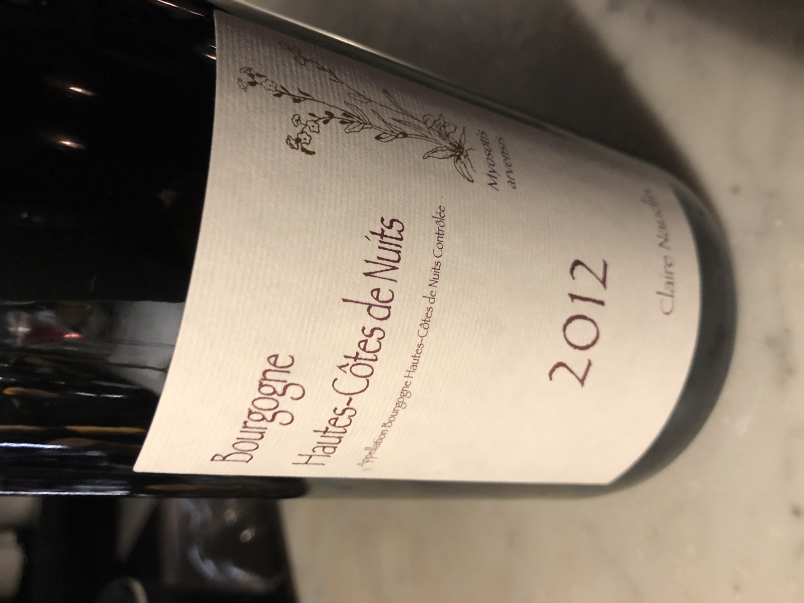 Claire Naudin Bourgogne Hautes-Côtes de Nuits Myosotis Arvensis bottle