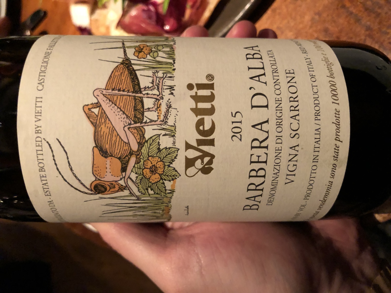 Vietti Barbera d'Alba Vigna Scarrone bottle label