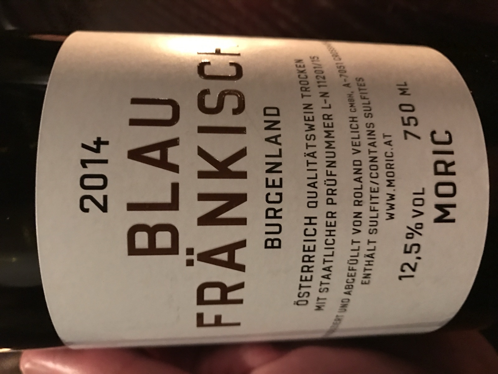 Moric Blaufränkisch Burgenland bottle