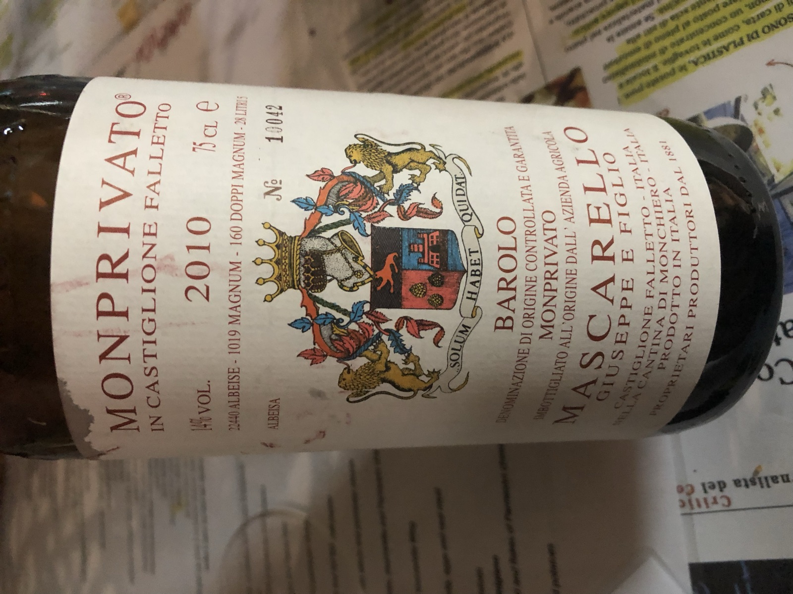 Giuseppe Mascarello e Figlio Barolo Monprivato bottle