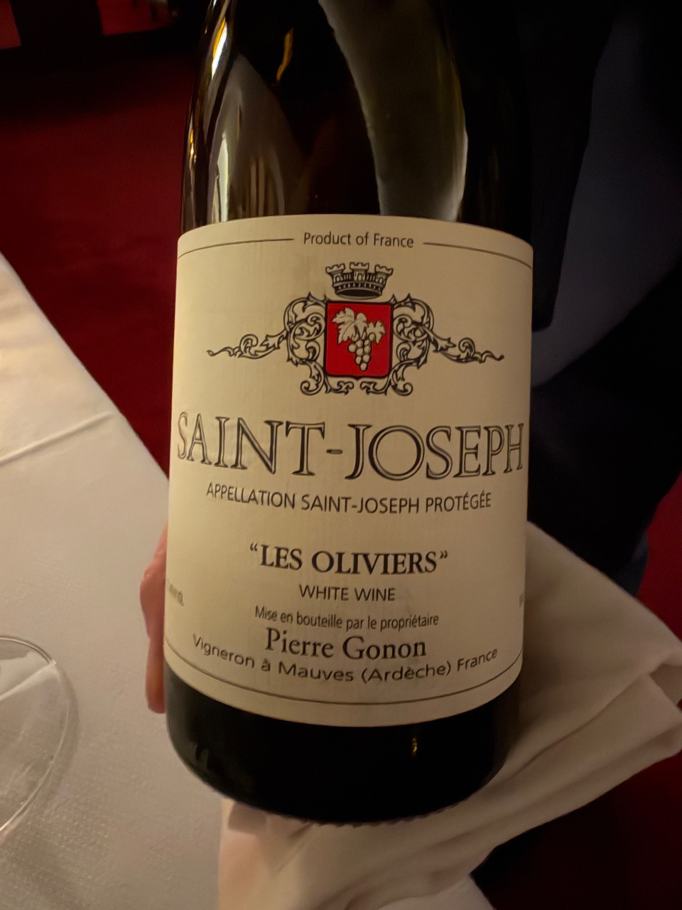 Pierre Gonon Les Oliviers Saint-Joseph bottle label